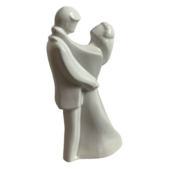 VNTG NEWLYWEDS Figurine White Glazed Ceramic WEDDING Couple Statue WEDDING Gift - Picture 8 of 9